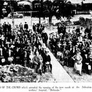 Portion of the crowd which attended the opening of the new wards at the Salvation Army's mothers' hospital, "Bethesda."